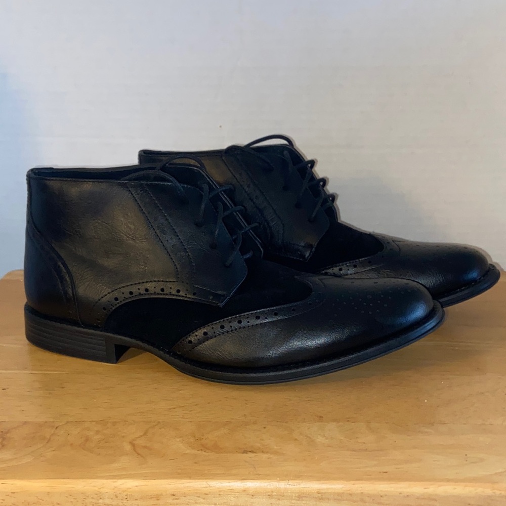 Alpine Swiss Men's leather/suede Black Oxford Shoes size 10